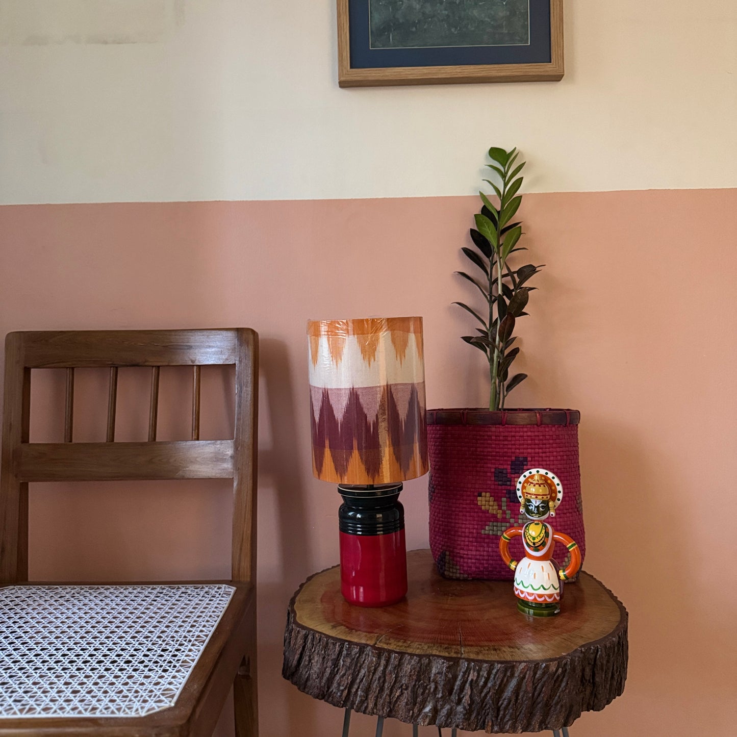 BARNI BASE RED GREEN ~ 6X8" RED ORANGE IKAT SHADE