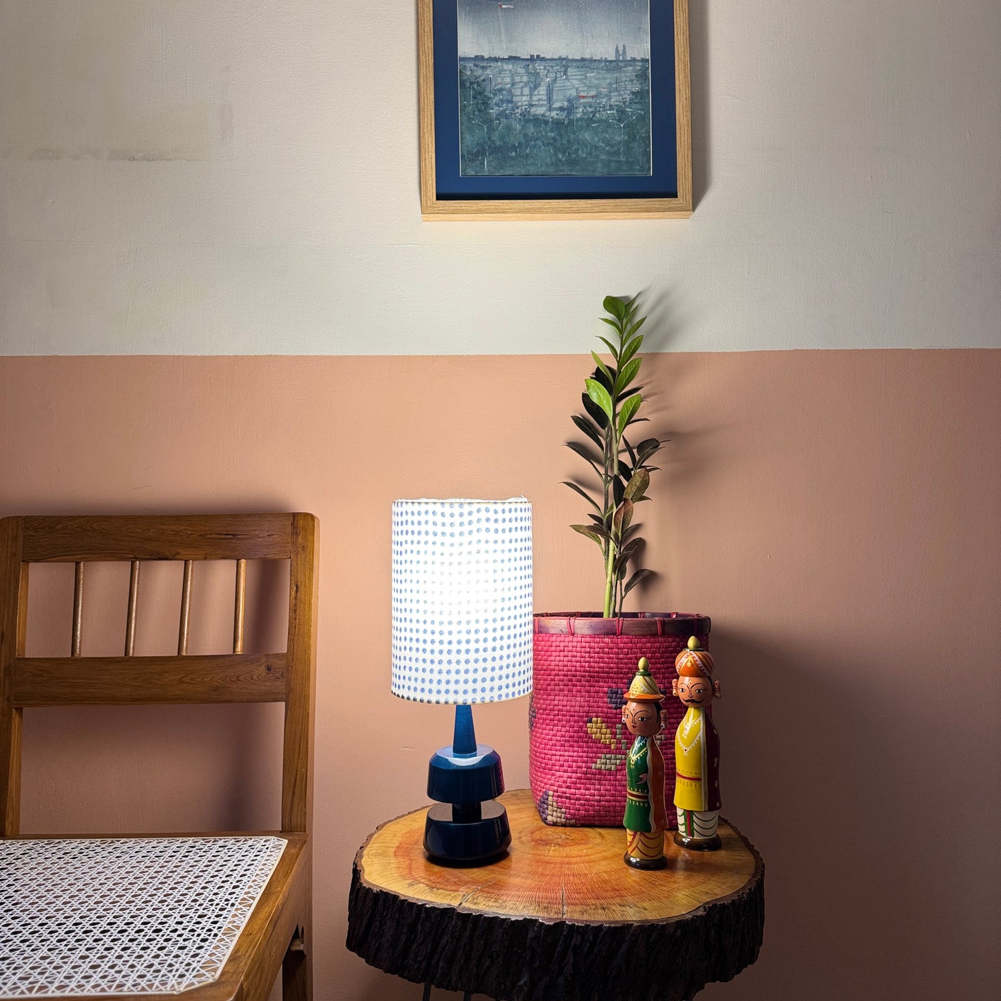 MINI TRIKONE BLUE ~ 6X8" BLUE DOTTED SHADE