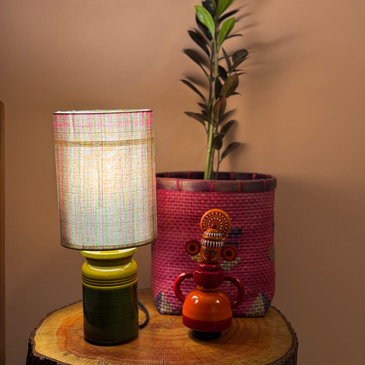 BARNI BASE GREEN ~ 6X8" GREEN STRIPES CHETTINAD SHADE