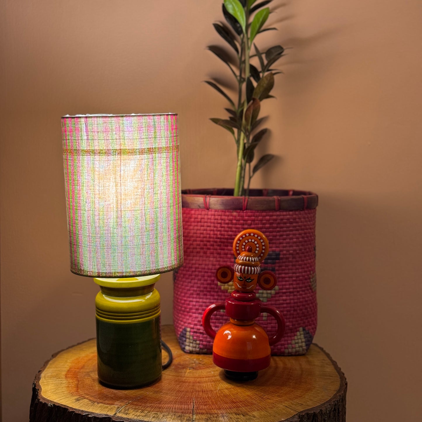 BARNI BASE GREEN ~ 6X8" GREEN STRIPES CHETTINAD SHADE