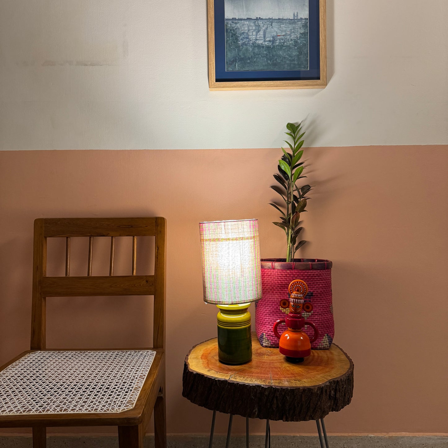 BARNI BASE GREEN ~ 6X8" GREEN YELLOW CHETTINAD SHADE