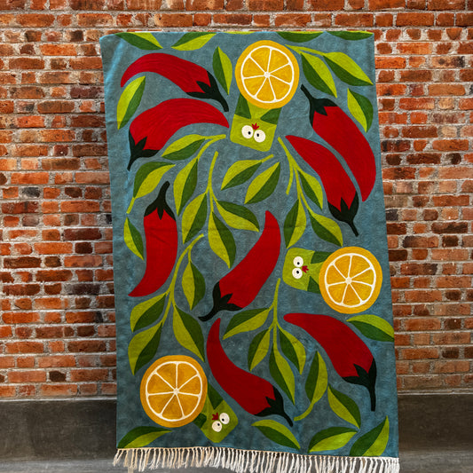 NIBBLES MIRCHI CREWEL DHURRIE