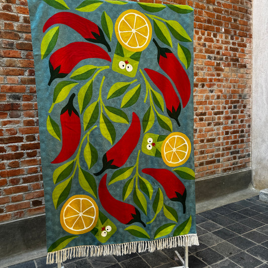 NIBBLES MIRCHI CREWEL DHURRIE