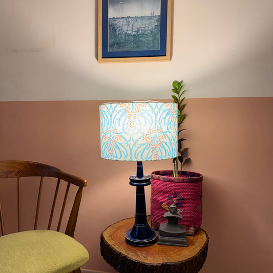 VILLAKKU BASE BLUE ~ 12" BLUE FLORAL SHADE