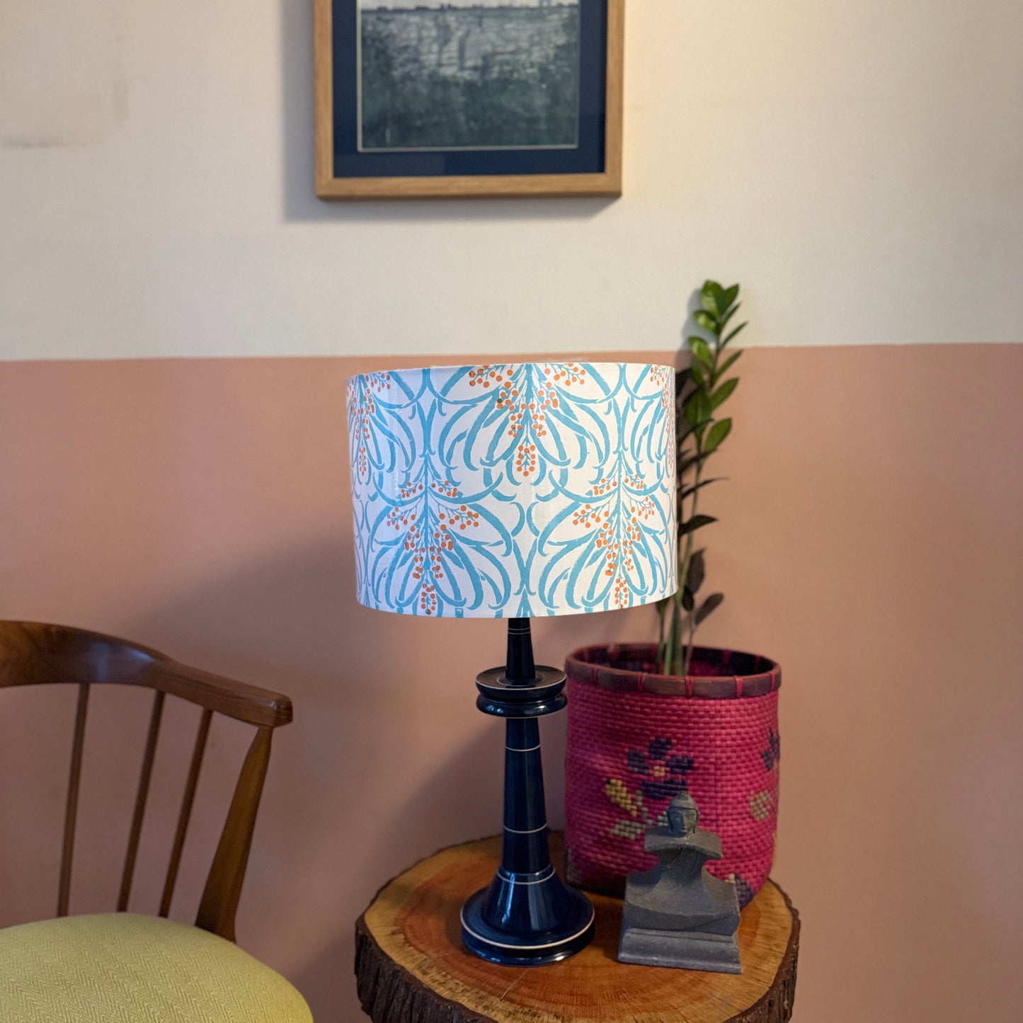 VILLAKKU BASE BLUE ~ 12" BLUE FLORAL SHADE