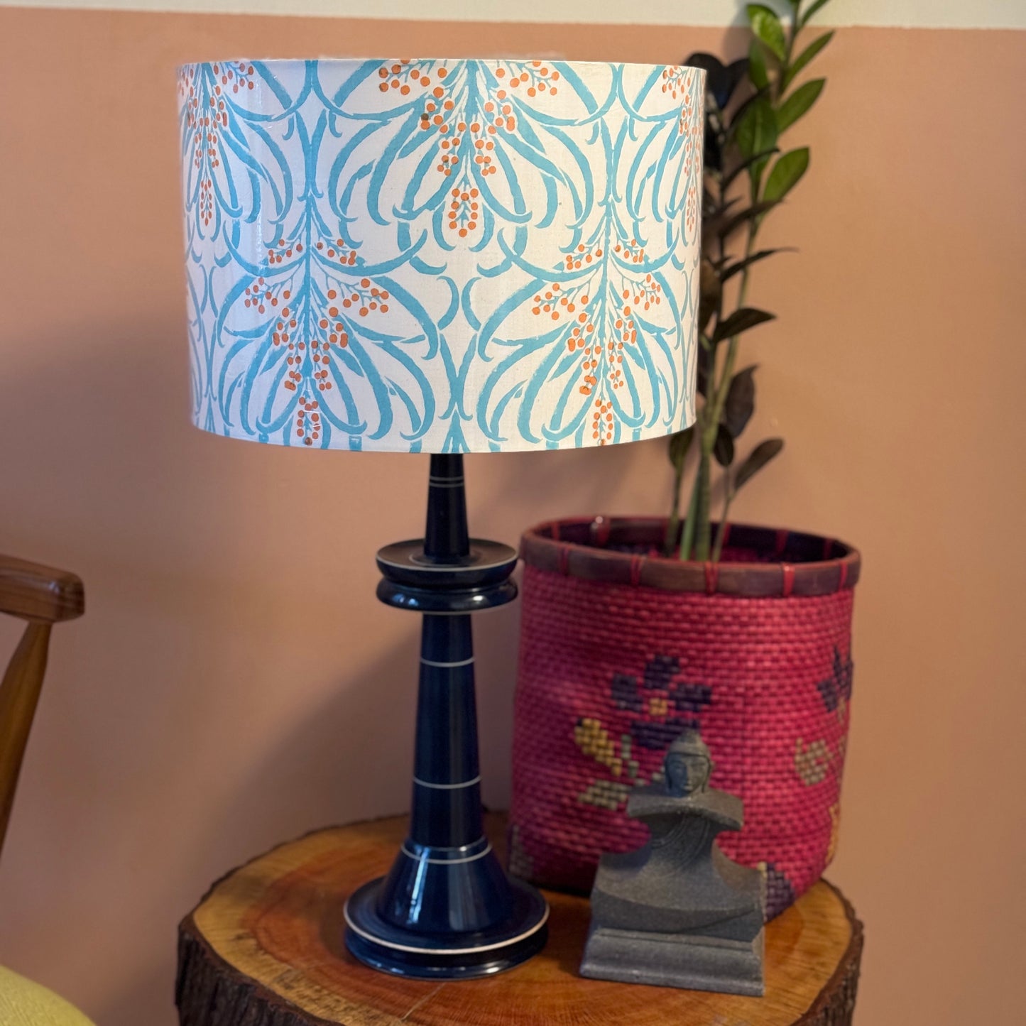 VILLAKKU BASE BLUE ~ 12" BLUE FLORAL SHADE