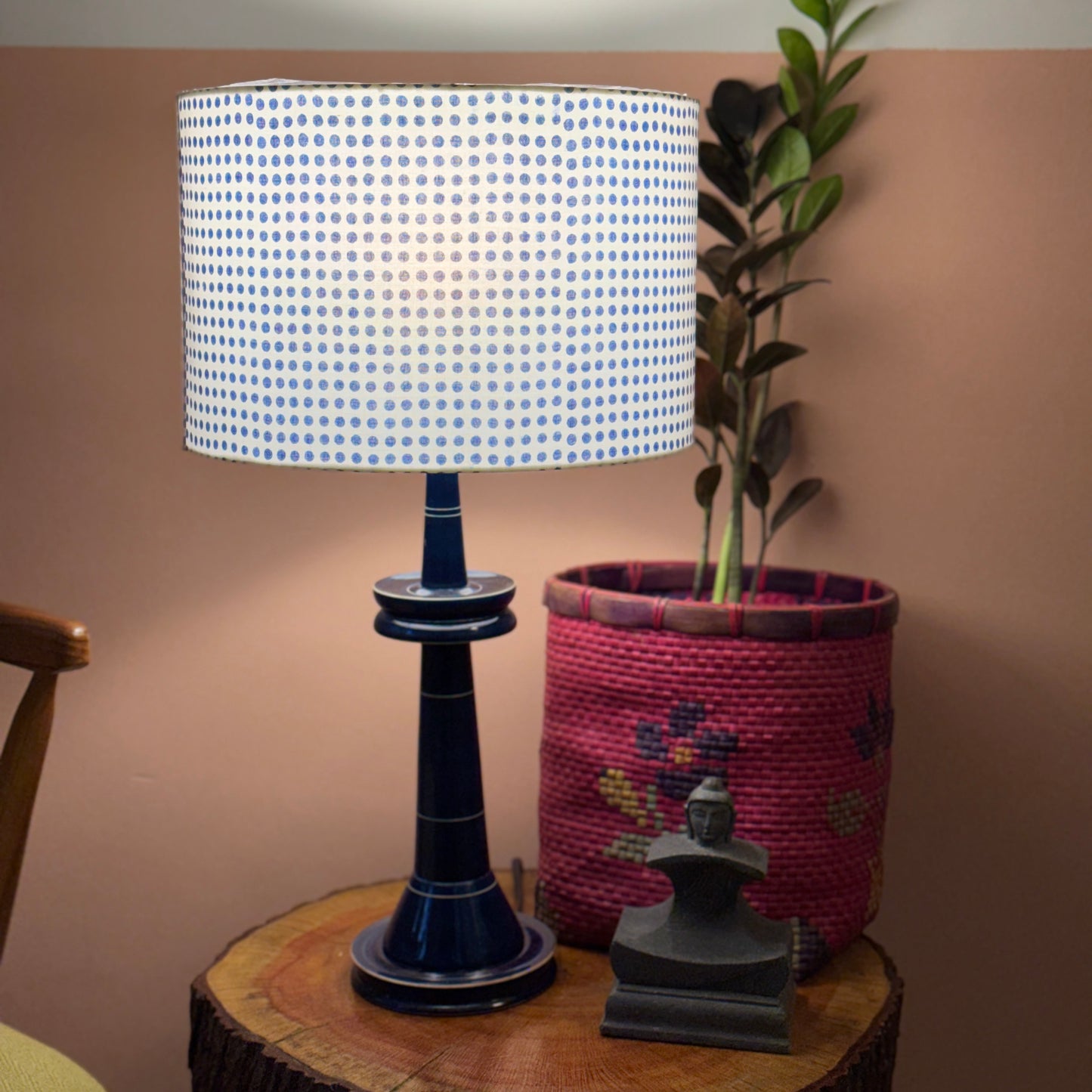 VILLAKKU BASE BLUE ~ 12" BLUE DOTTED SHADE