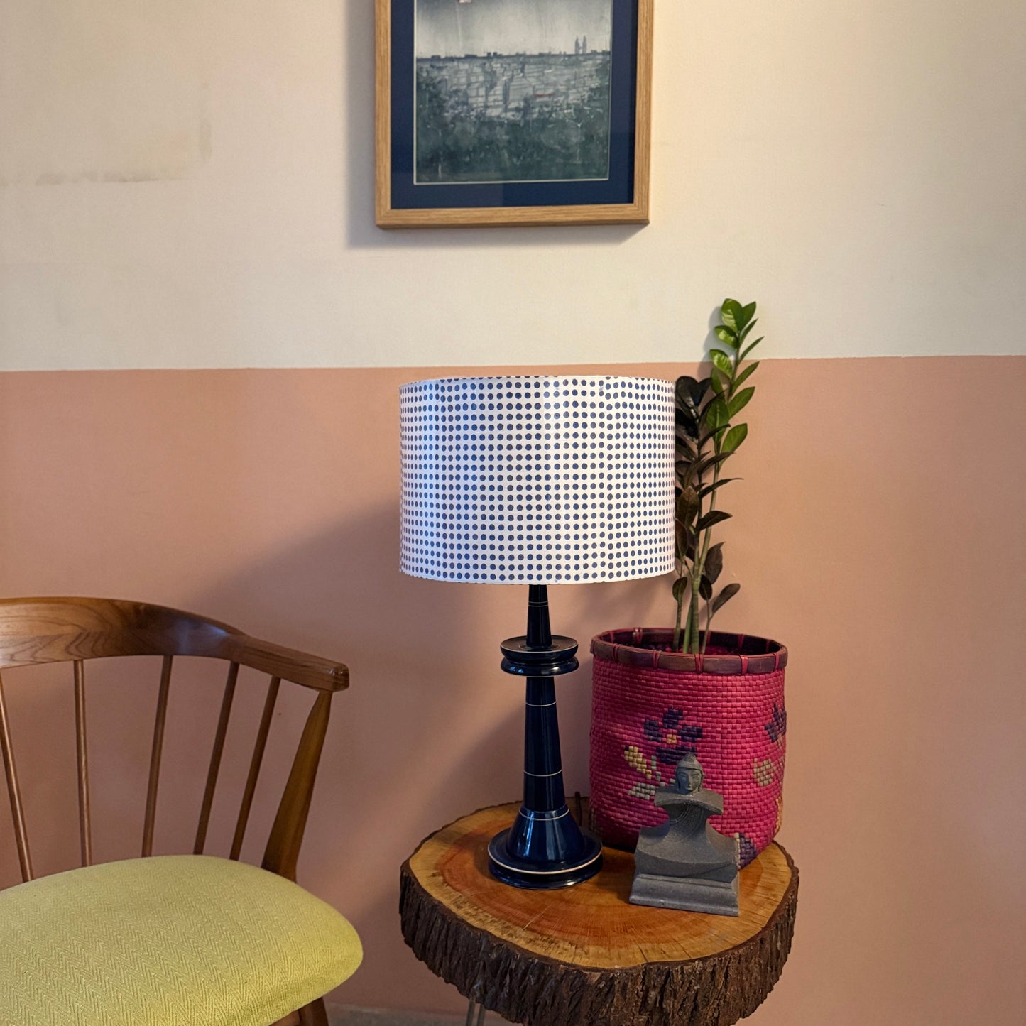 VILLAKKU BASE BLUE ~ 12" BLUE DOTTED SHADE