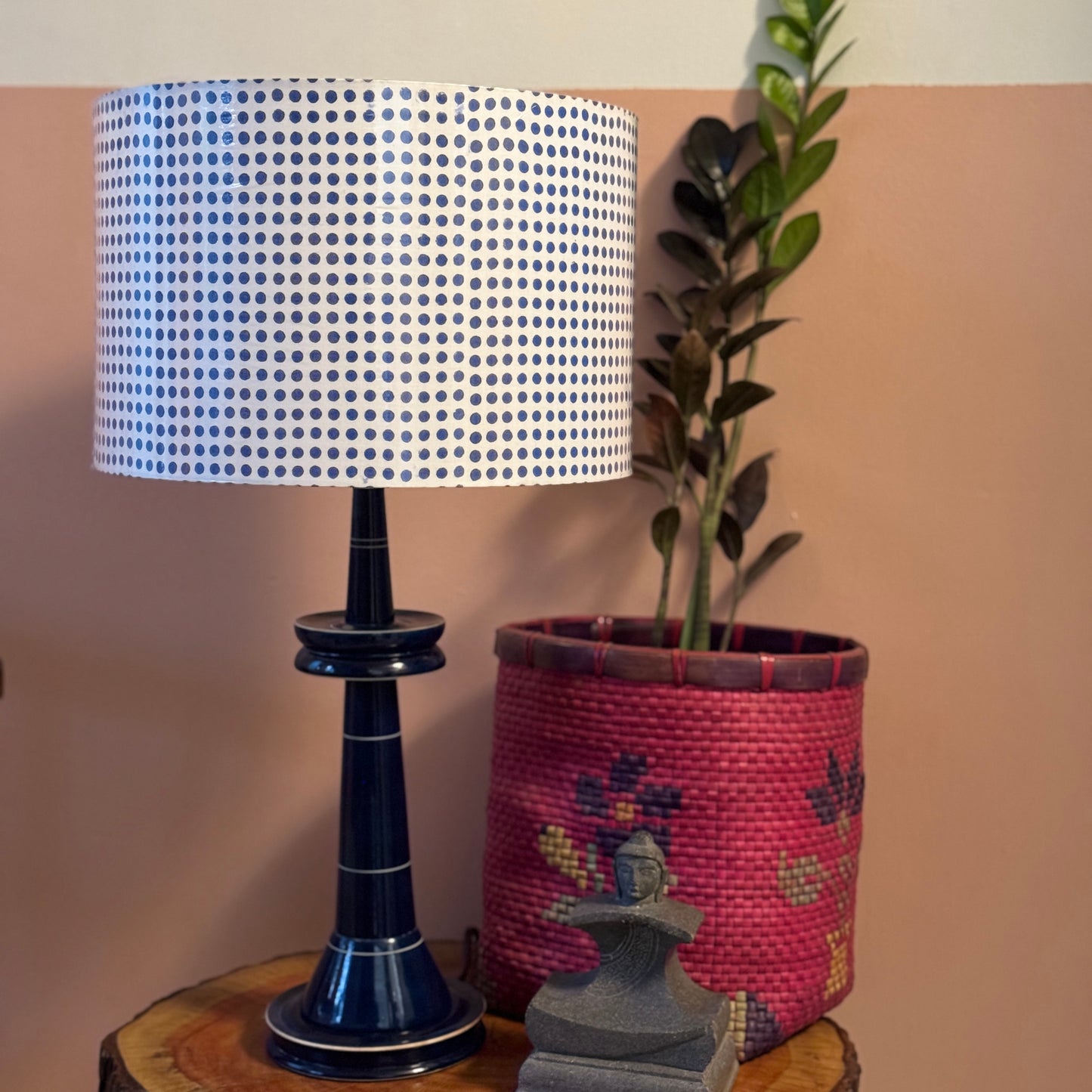 VILLAKKU BASE BLUE ~ 12" BLUE DOTTED SHADE
