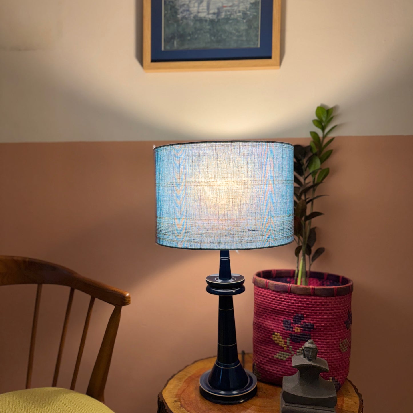 VILLAKKU BASE BLUE ~ 12" BLUE CHETTINAD SHADE