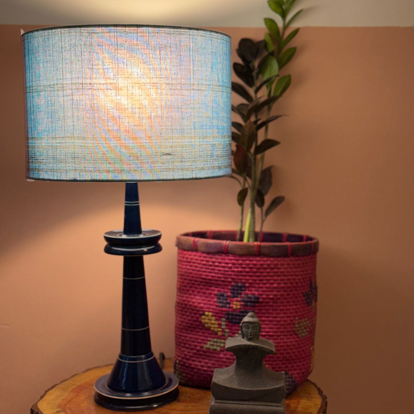 VILLAKKU BASE BLUE ~ 12" BLUE CHETTINAD SHADE