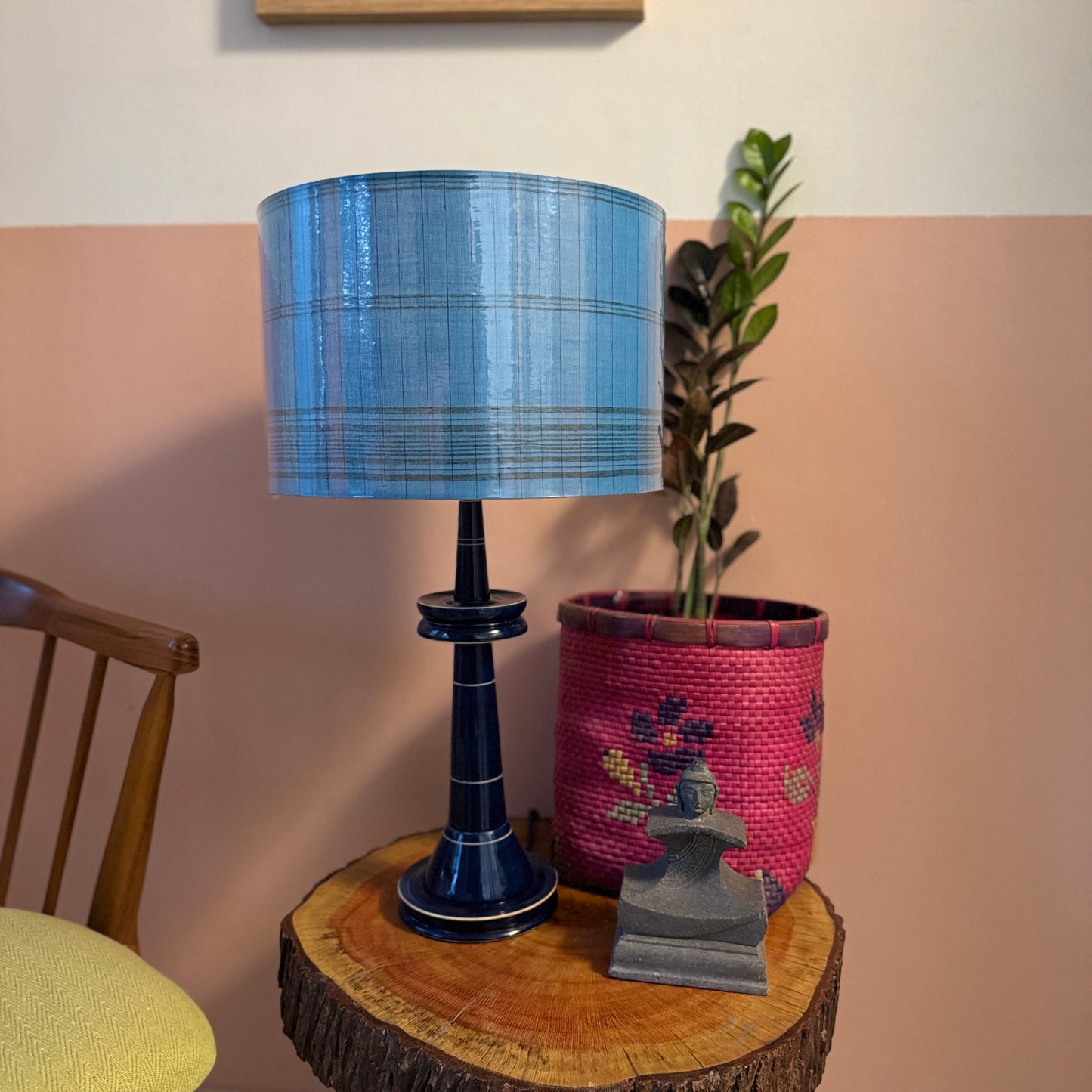 VILLAKKU BASE BLUE ~ 12" BLUE CHETTINAD SHADE