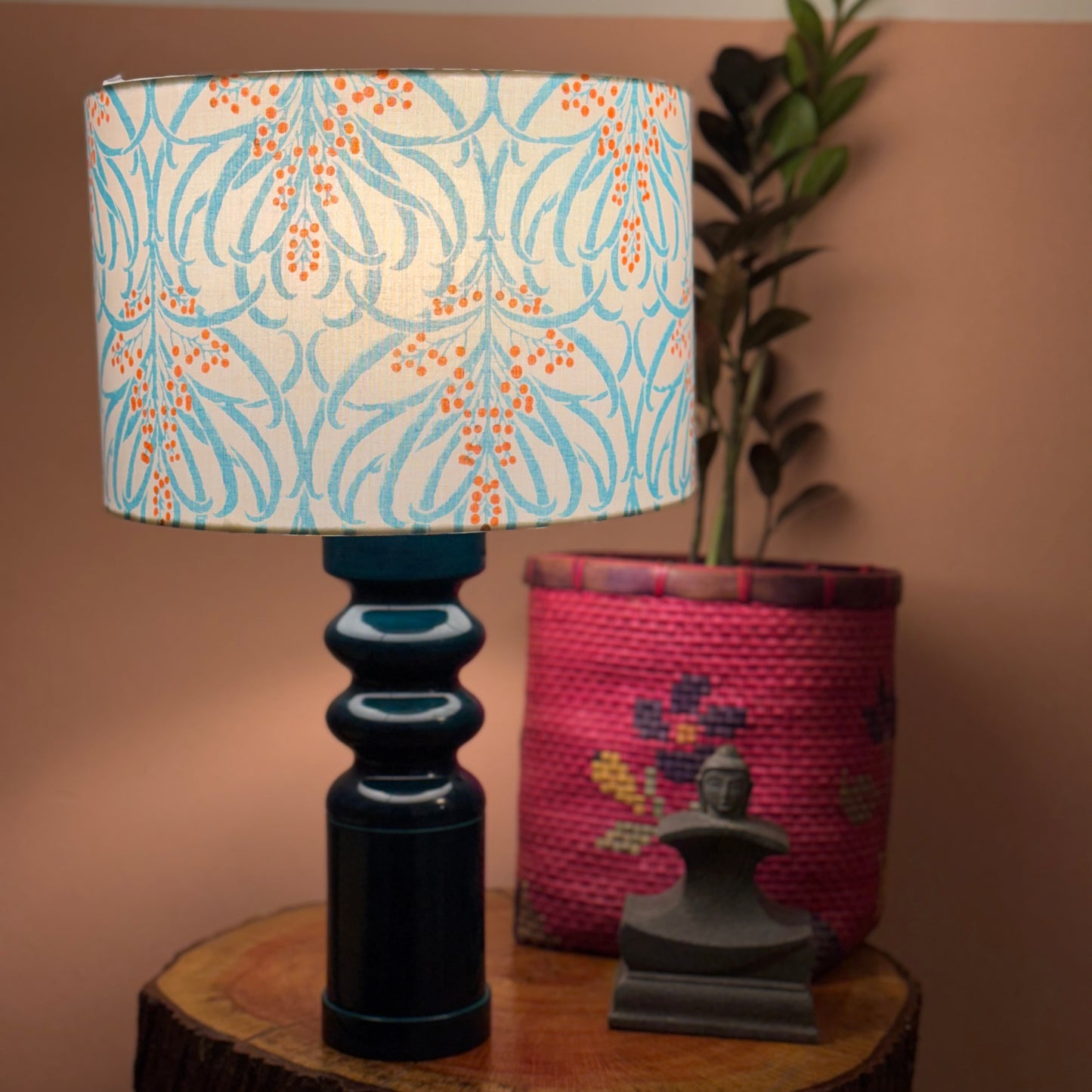STHAMB BLUE  ~ 12" FLORAL PRINT SHADE