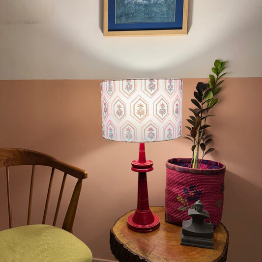VILLAKKU BASE RED ~ 12" PINK JAALI SHADE
