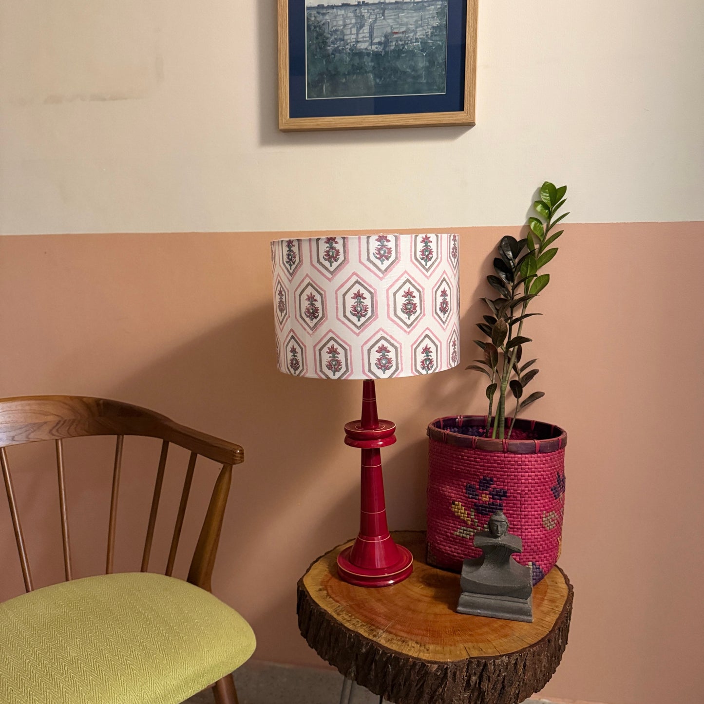 VILLAKKU BASE RED ~ 12" PINK JAALI SHADE