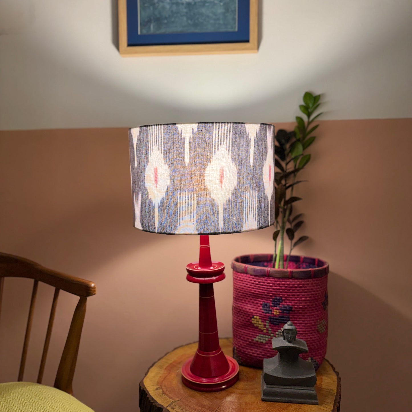 VILLAKKU BASE RED ~ 12" RED GREY IKAT SHADE