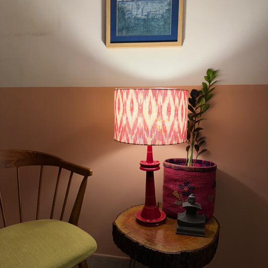 VILLAKKU BASE RED ~ 12" RED ZIGZAG IKAT SHADE