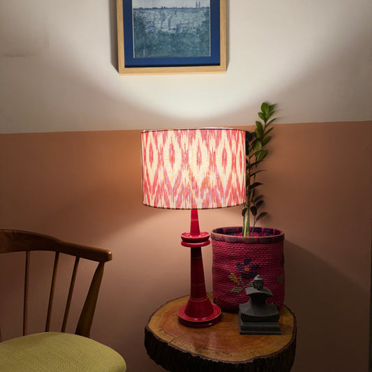VILLAKKU BASE RED ~ 12" RED ZIGZAG IKAT SHADE