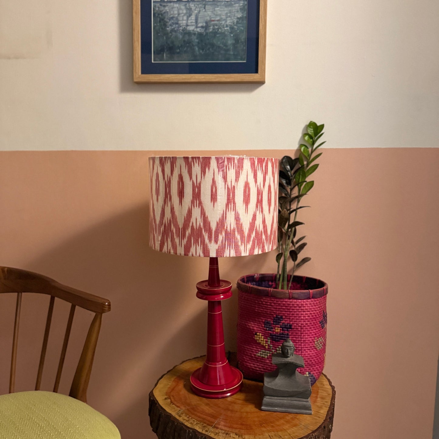 VILLAKKU BASE RED ~ 12" RED ZIGZAG IKAT SHADE