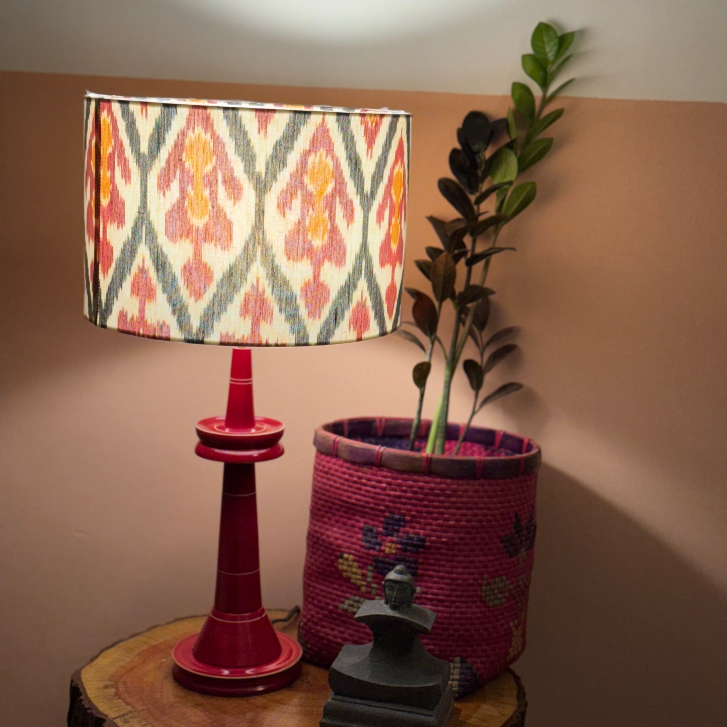 VILLAKKU BASE RED ~ 12" RED UZBEK IKAT SHADE