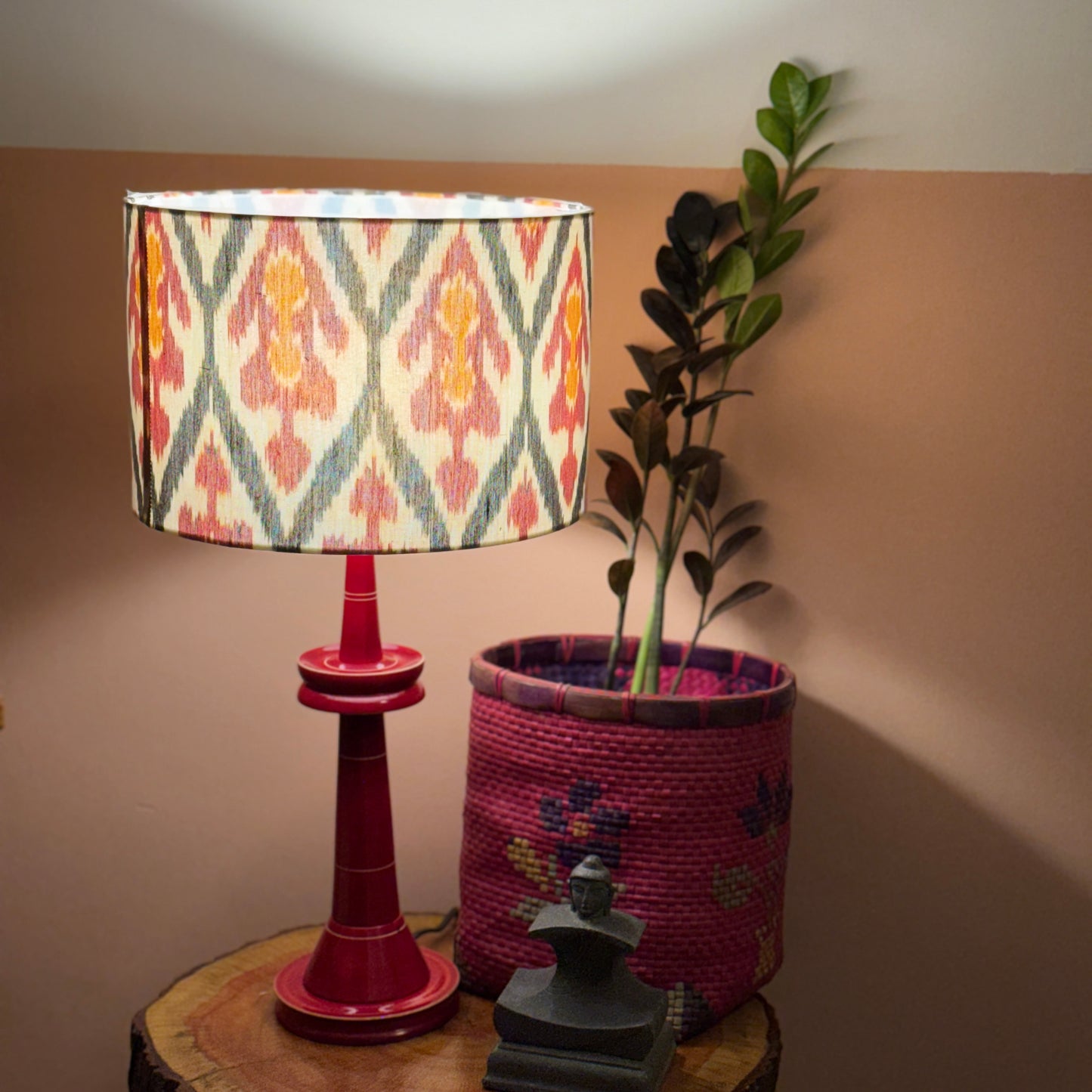 VILLAKKU BASE RED ~ 12" RED UZBEK IKAT SHADE
