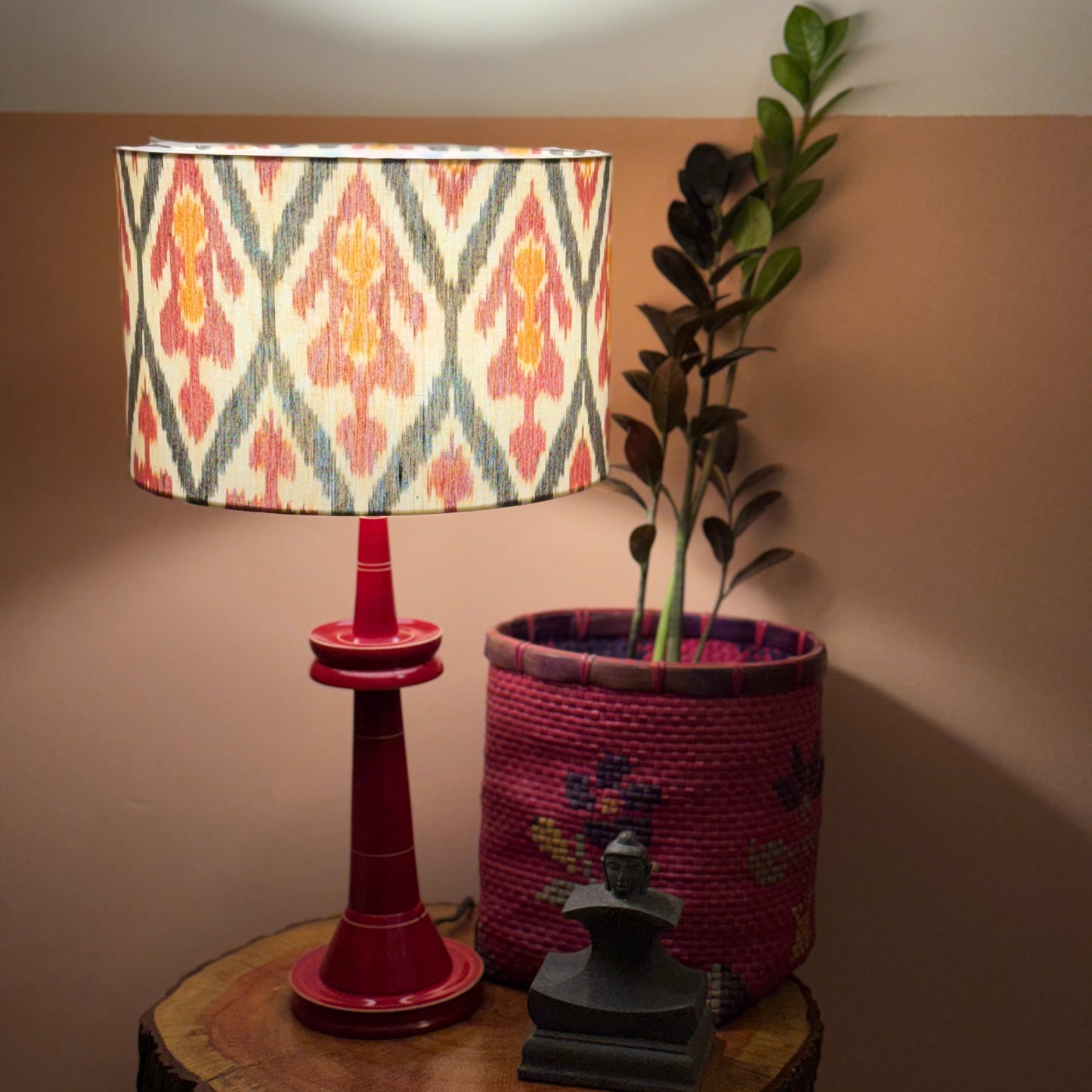 VILLAKKU BASE RED ~ 12" RED UZBEK IKAT SHADE