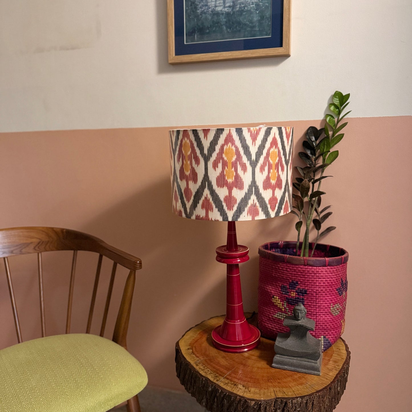 VILLAKKU BASE RED ~ 12" RED UZBEK IKAT SHADE