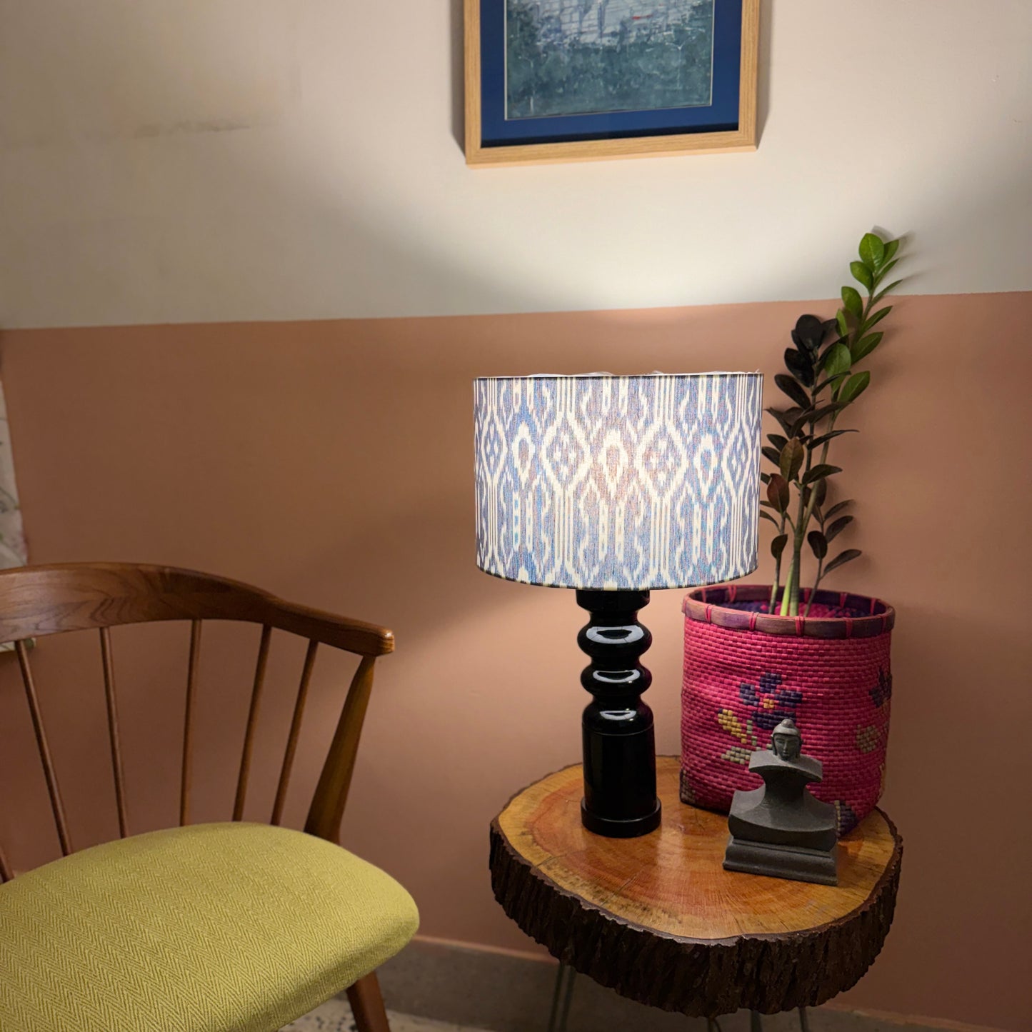 STHAMB BLACK  ~ 12" BLUE UZBEK IKKAT