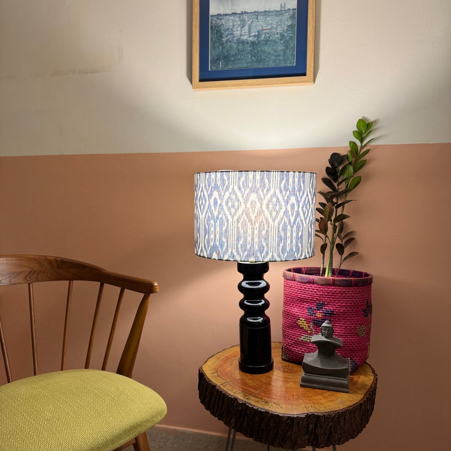 STHAMB BLACK  ~ 12" BLUE UZBEK IKKAT