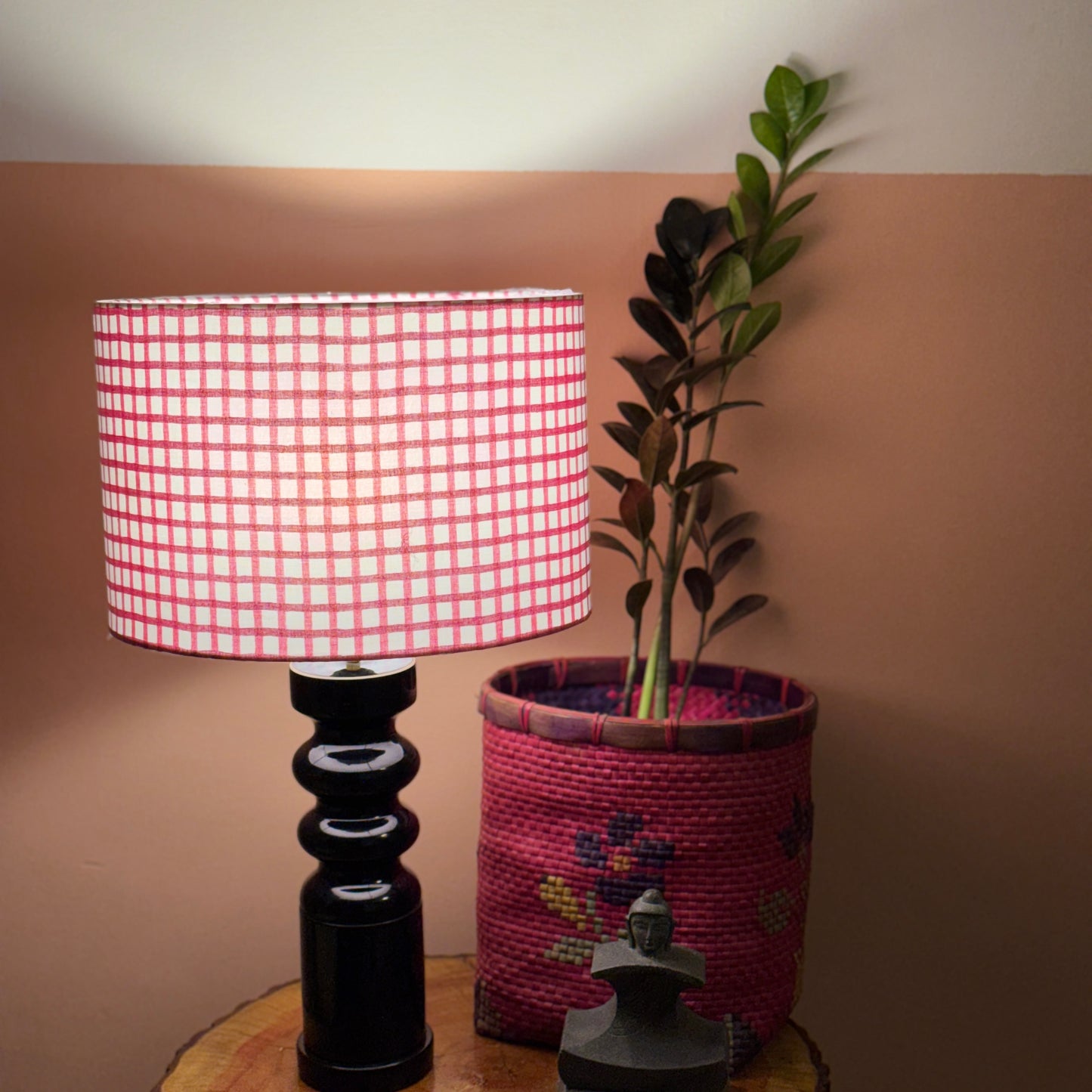 STHAMB BLACK  ~ 12" PINK CHECKS