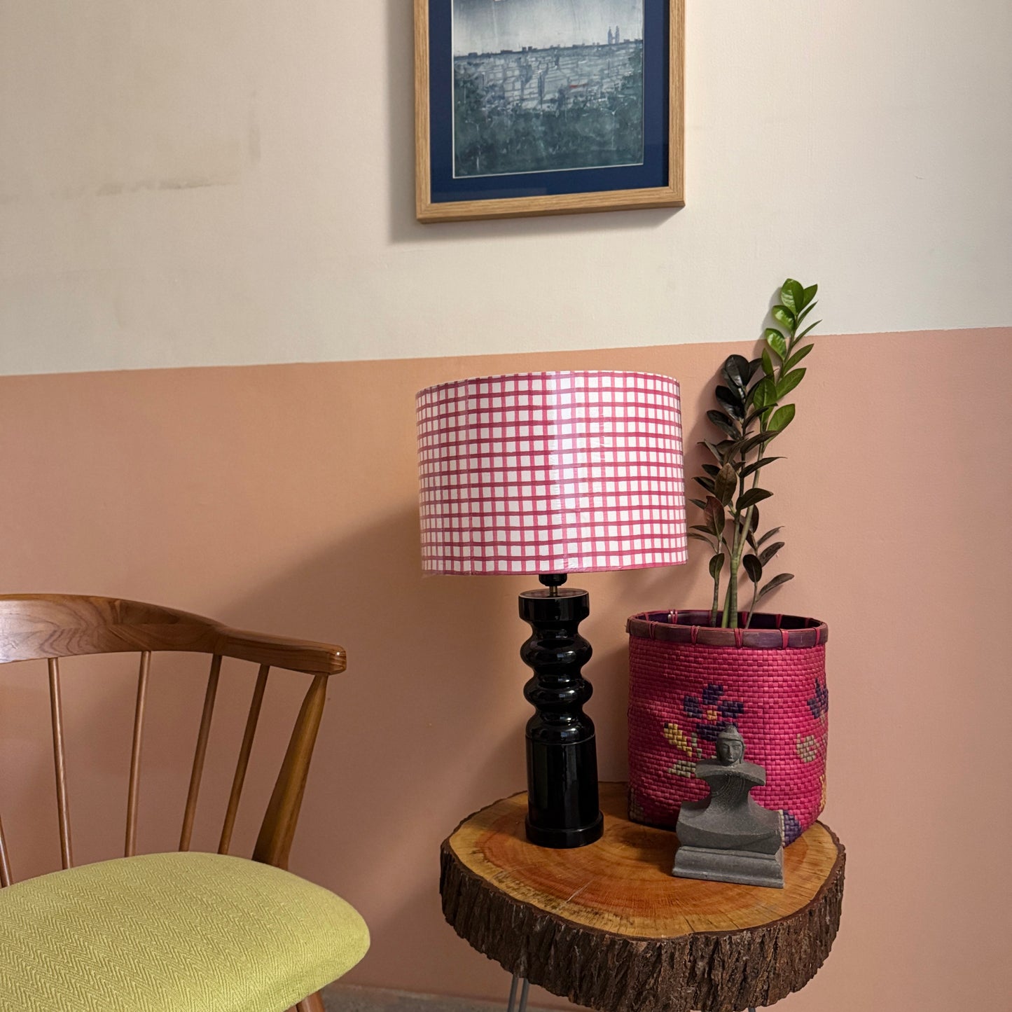 STHAMB BLACK  ~ 12" PINK CHECKS