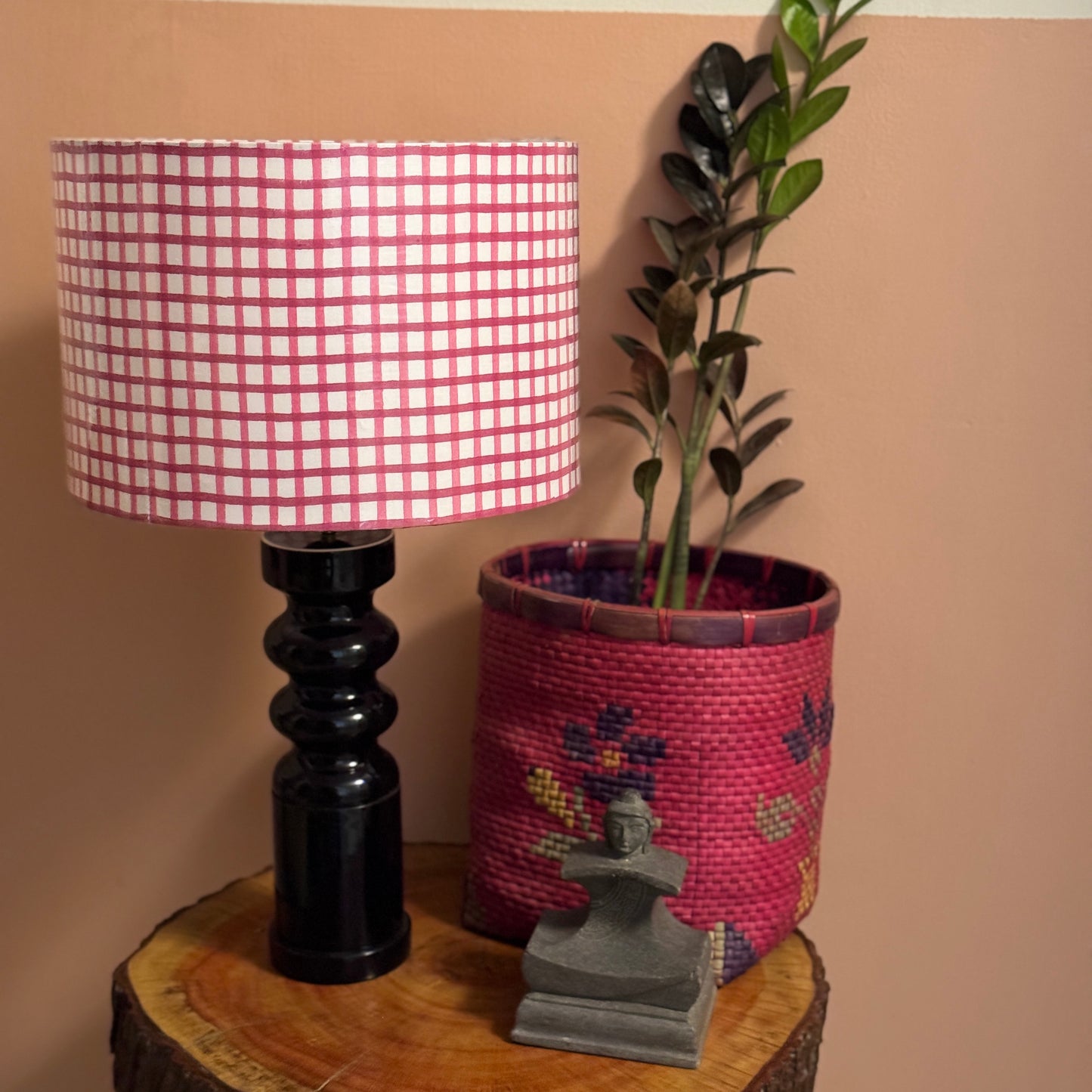 STHAMB BLACK  ~ 12" PINK CHECKS