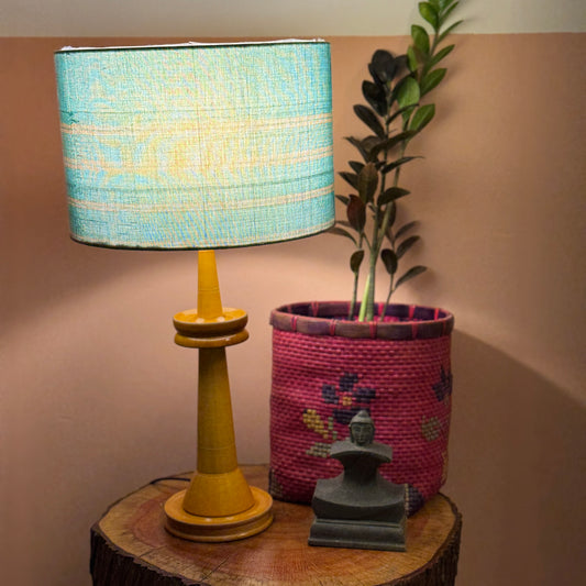 VILLAKKU BASE YELLOW ~ 12" GREEN CHETTINAD SHADE