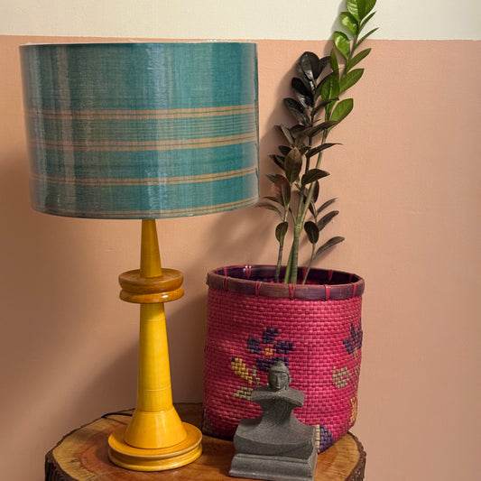 VILLAKKU BASE YELLOW ~ 12" GREEN CHETTINAD SHADE