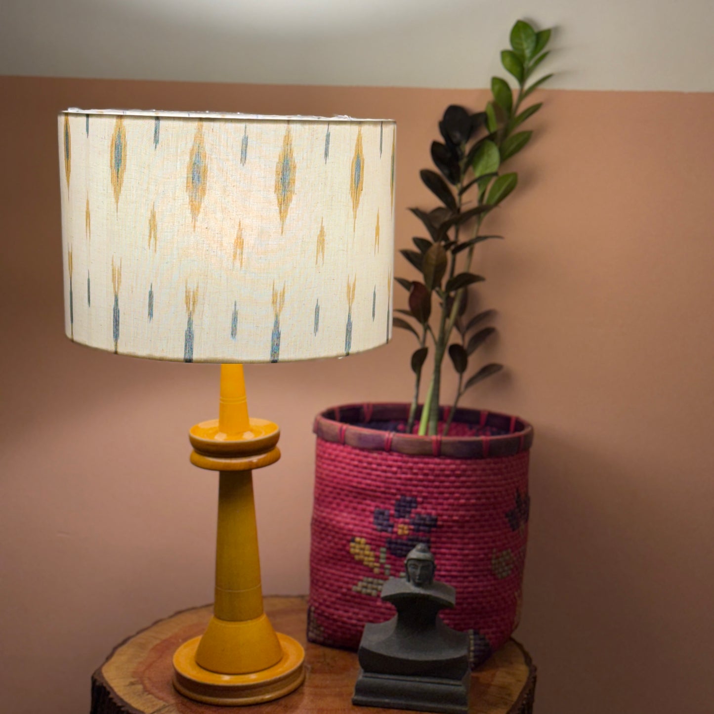 VILLAKKU BASE YELLOW ~ 12" YELLOW BLUE IKAT