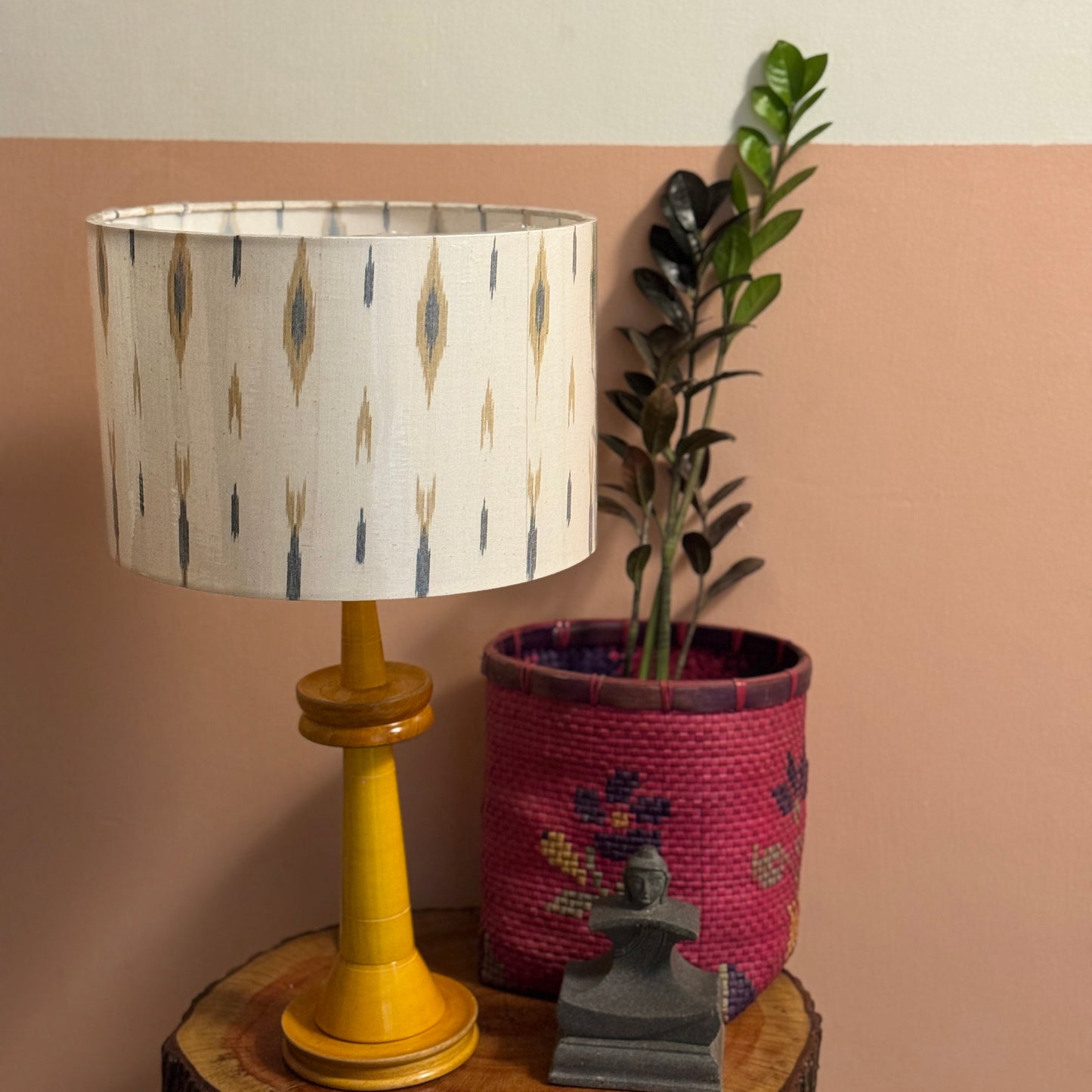 VILLAKKU BASE YELLOW ~ 12" YELLOW BLUE IKAT