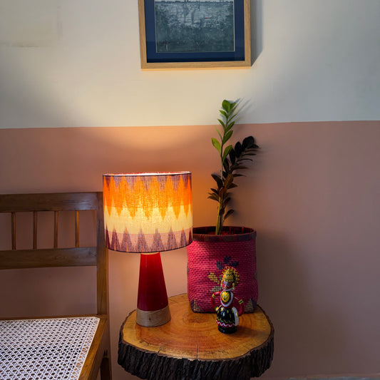 SLANT RED ~ 10" RED ORANGE IKKAT