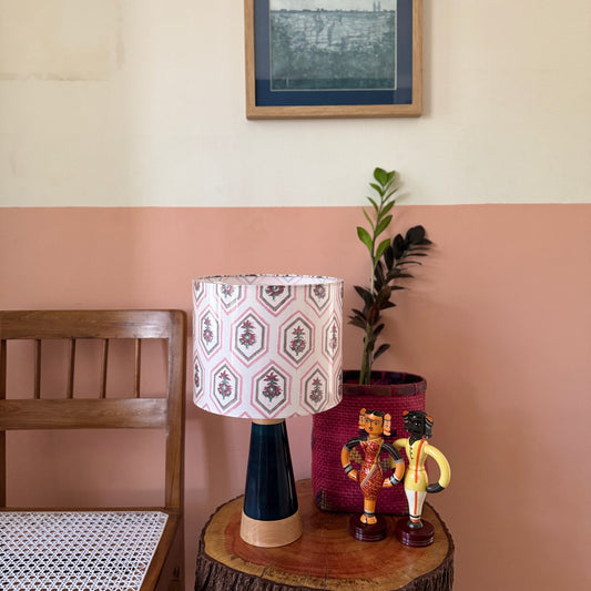 SLANT BLUE ~ 10" PINK FLORAL PRINT