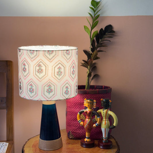 SLANT BLUE ~ 10" PINK FLORAL PRINT