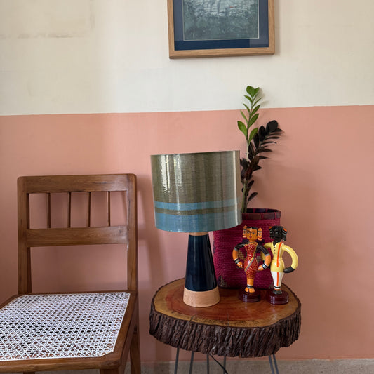 SLANT BLUE ~ 10" BLUE CHETTINAD PRINT