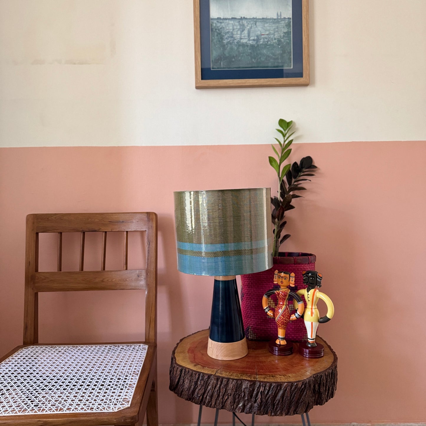 SLANT BLUE ~ 10" BLUE CHETTINAD PRINT
