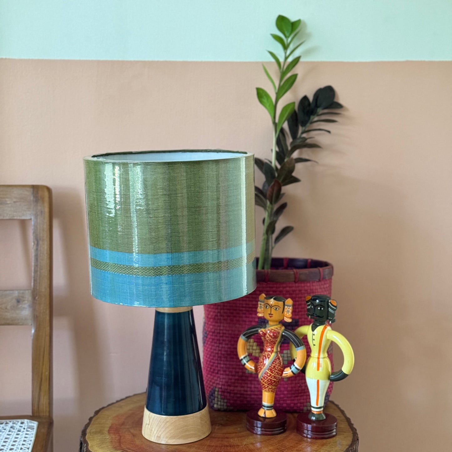 SLANT BLUE ~ 10" BLUE CHETTINAD PRINT