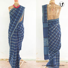 Load image into Gallery viewer, INDIGO CHECKS SAREE
