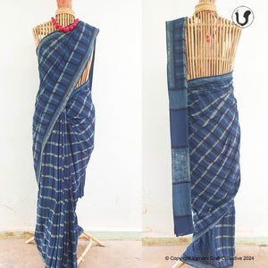 INDIGO CHECKS SAREE