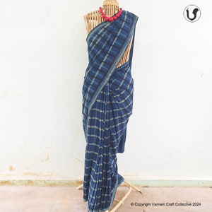 INDIGO CHECKS SAREE