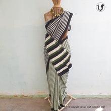 Load image into Gallery viewer, LAKHEER Saree in green-black
