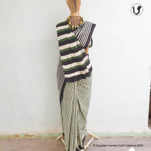 Load image into Gallery viewer, LAKHEER Saree in green-black
