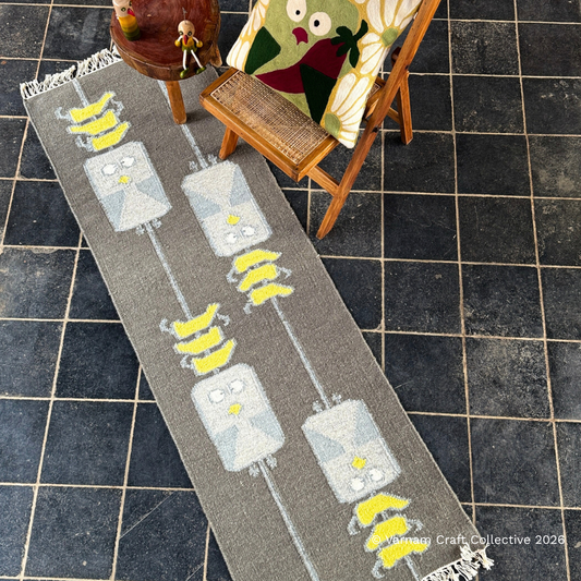 STRING OF NIBBLES 2X6 FEET L GREY PUNJA DHURRIE