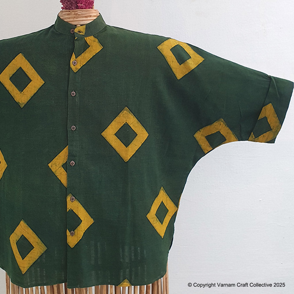RHOMBUS IN GREEN ~ KAFTAN SHIRTS
