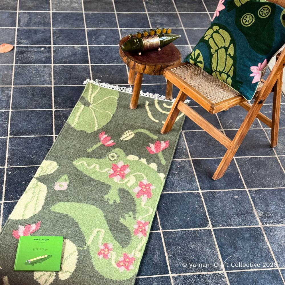 SNAPPY BLOOMS SPA GREEN PUNJA DHURRIE